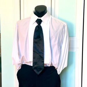 Classic Black Satin Tie Wedding Prom Tuxedo Pre Tied clip USED